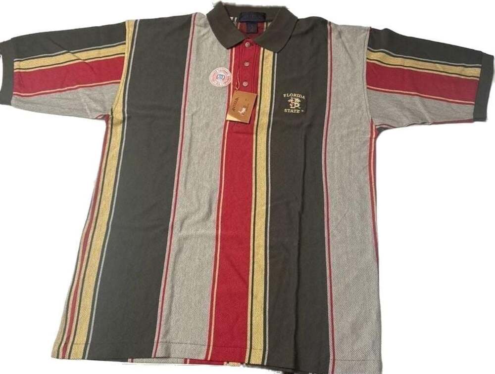 Vintage NWT Antigua Florida State Seminoles Multi-Color Striped Polo Shirt